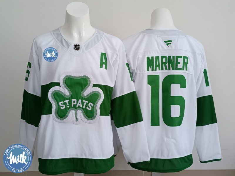 Men 2025 Toronto Maple Leafs #16 Marner White Green Fanatics Home Premium NHL Jersey style 2->toronto maple leafs->NHL Jersey